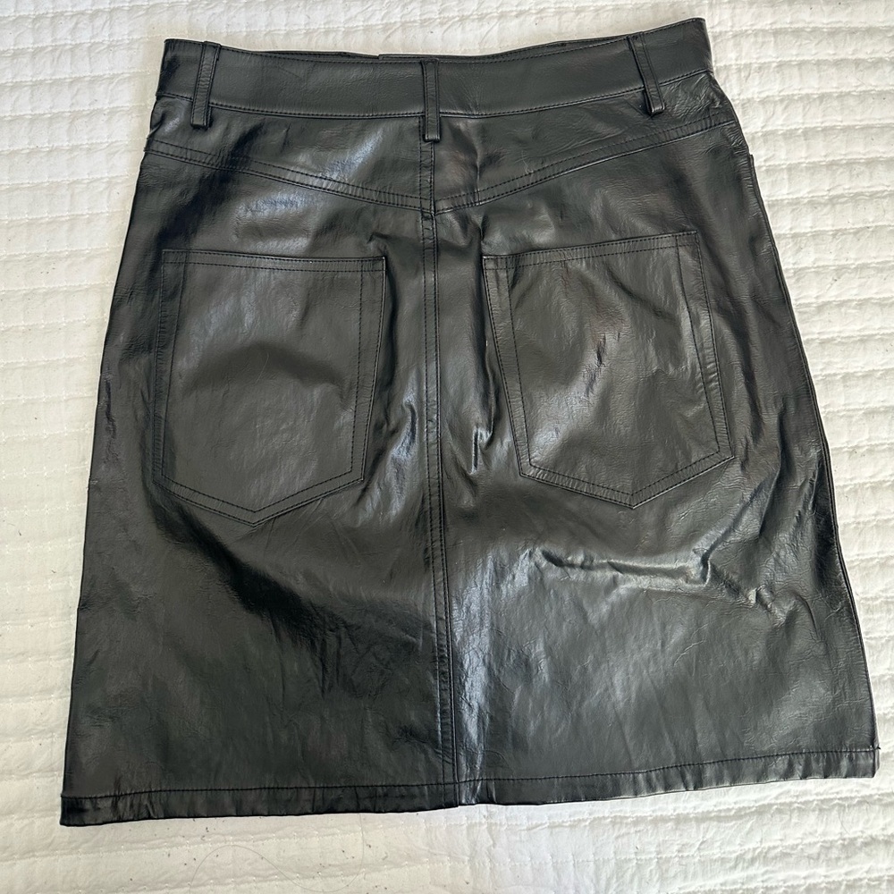 Helmut Lang 100% Lamb Leather Black Mini Skirt Sz Small / 4 - Picture 5 of 8